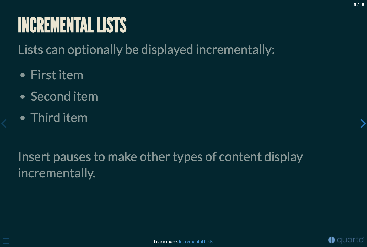 Quarto Presentations